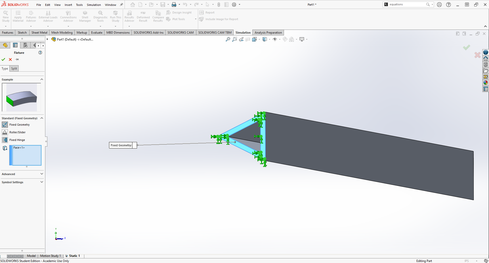 Fixture End of the Beam in FEA